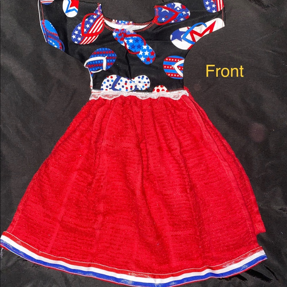 Red, white and blue flip flop design hand towel